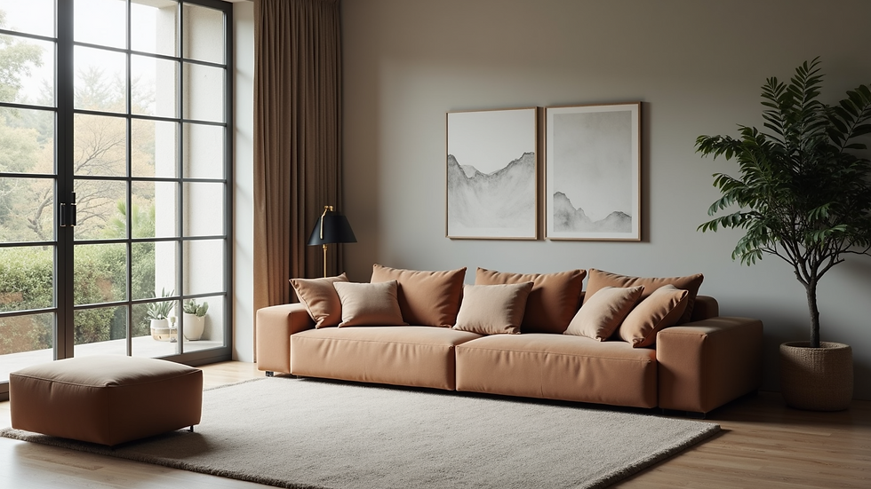 Close-up view of a modular sofa arrangement