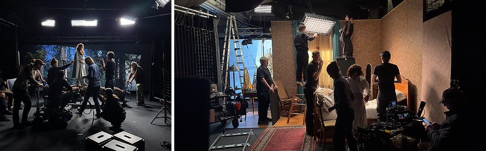 Filmcrew bei den Dreharbeiten zum Film NACKTGELD im Virtual Production Filmstudio Basel.