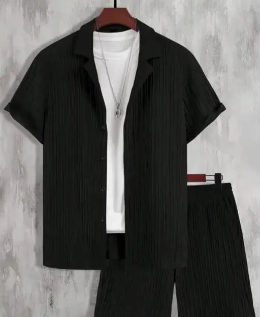 Trendy Men's Fancy Sugar Cane Fabric Shirts & Shorts