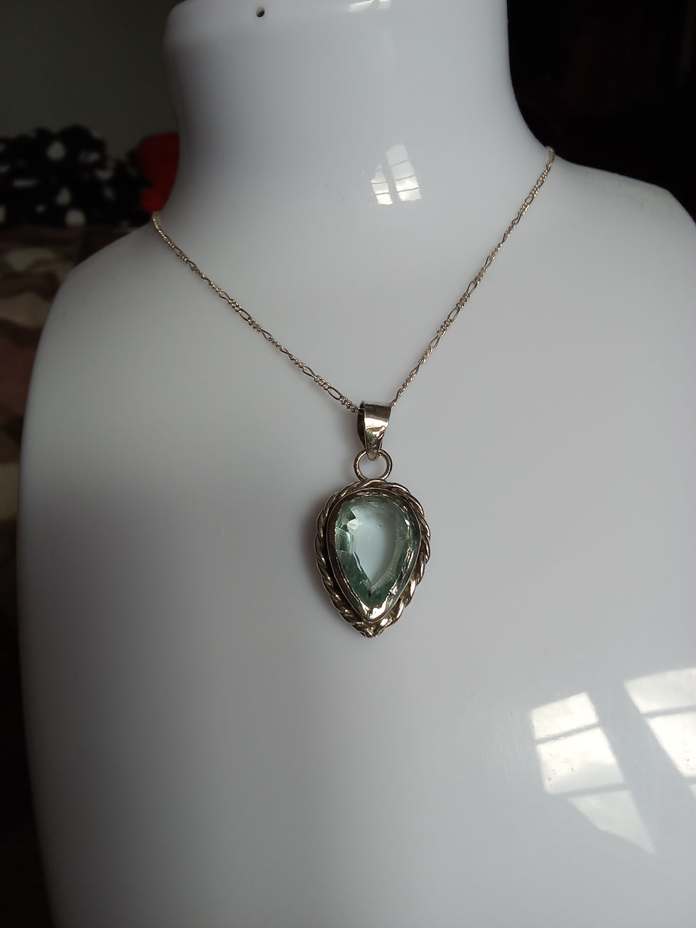 Miniatura: Fio Prata c Pingente Água Marinha Feito á Mão Exclusividade 