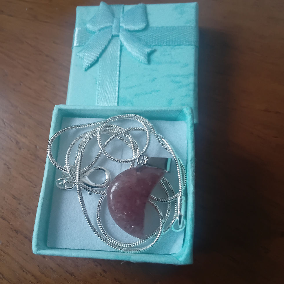 Miniatura: ✨ Fio em Prata com Quartzo Morango – Meia Lua ✨