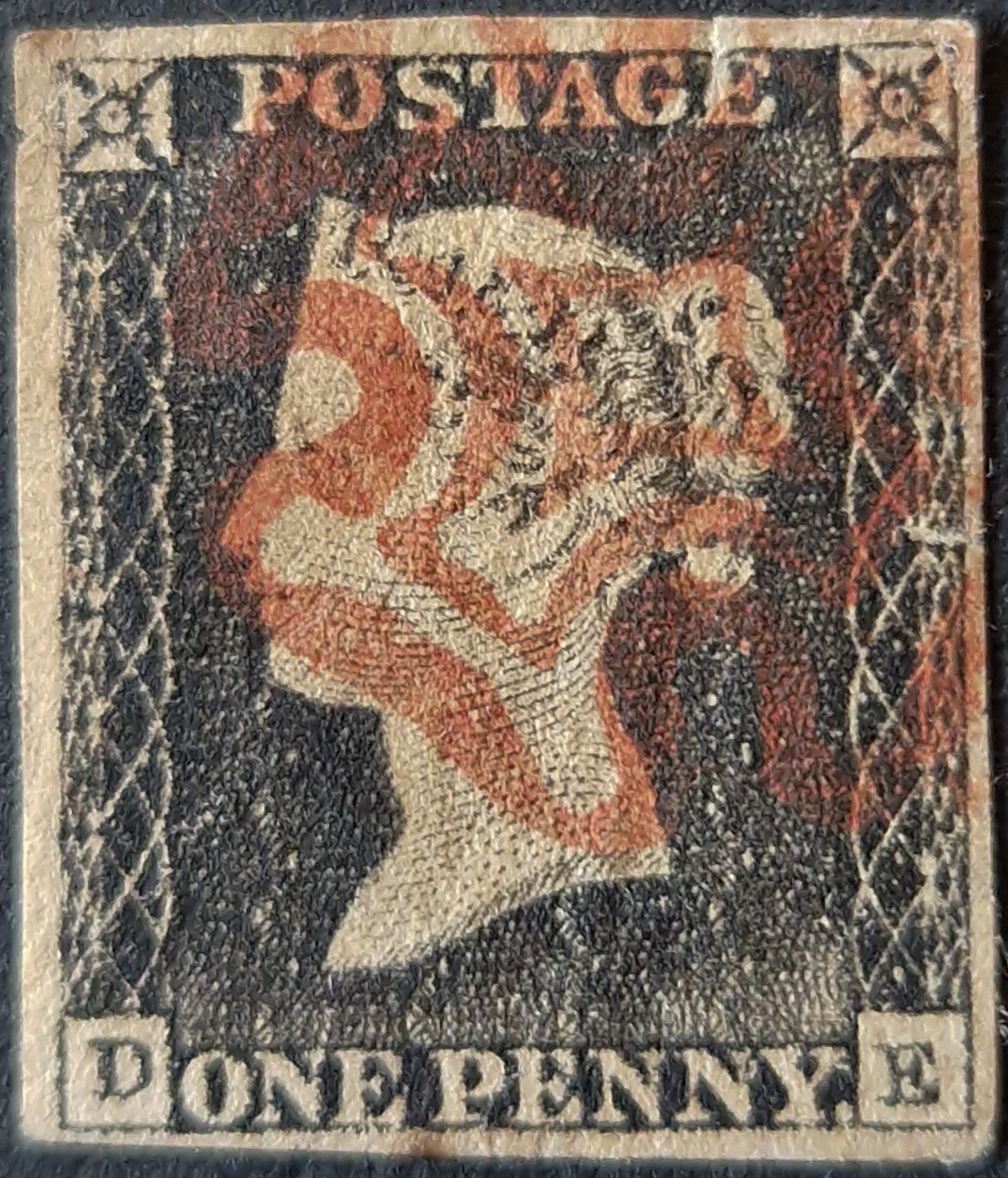 GB QV 1840 SG2 1d Black Plate 1a DE Red MX Used