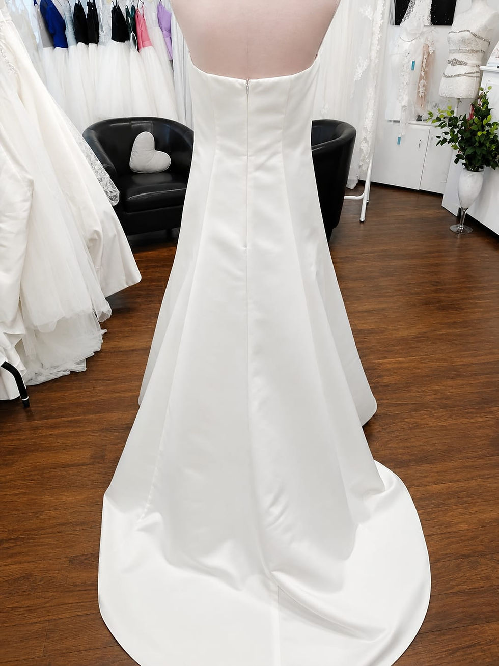 Plain ivory satin wedding dress in blackburn