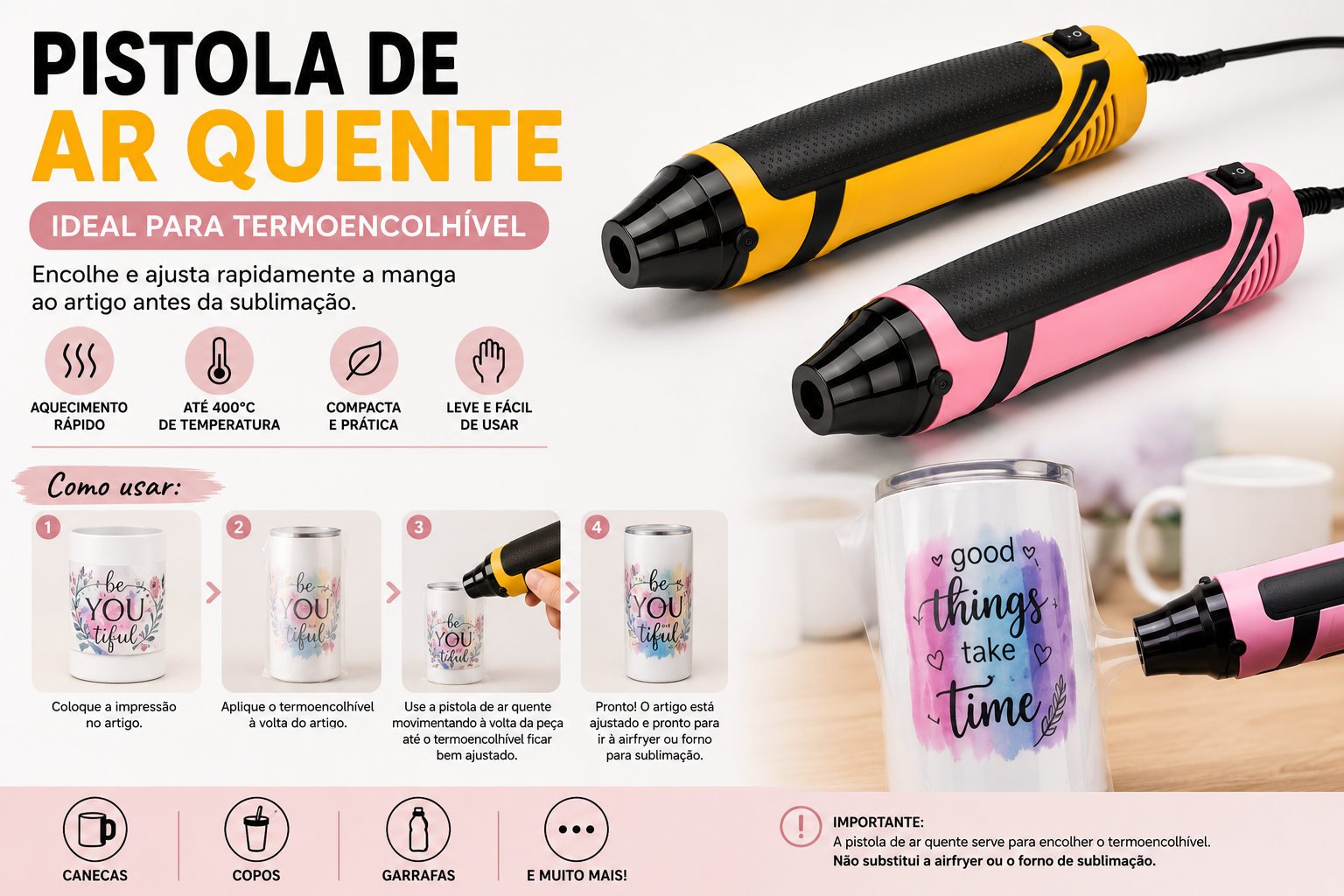 Pistola de Ar Quente Compacta para Termoencolhível