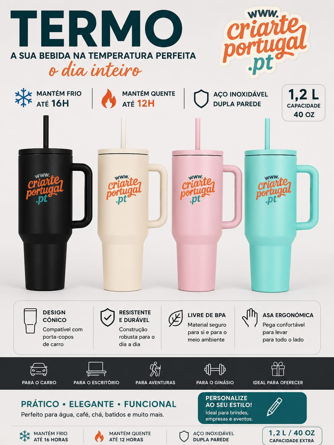 Caneca Térmica Premium 1,2L Personalizável