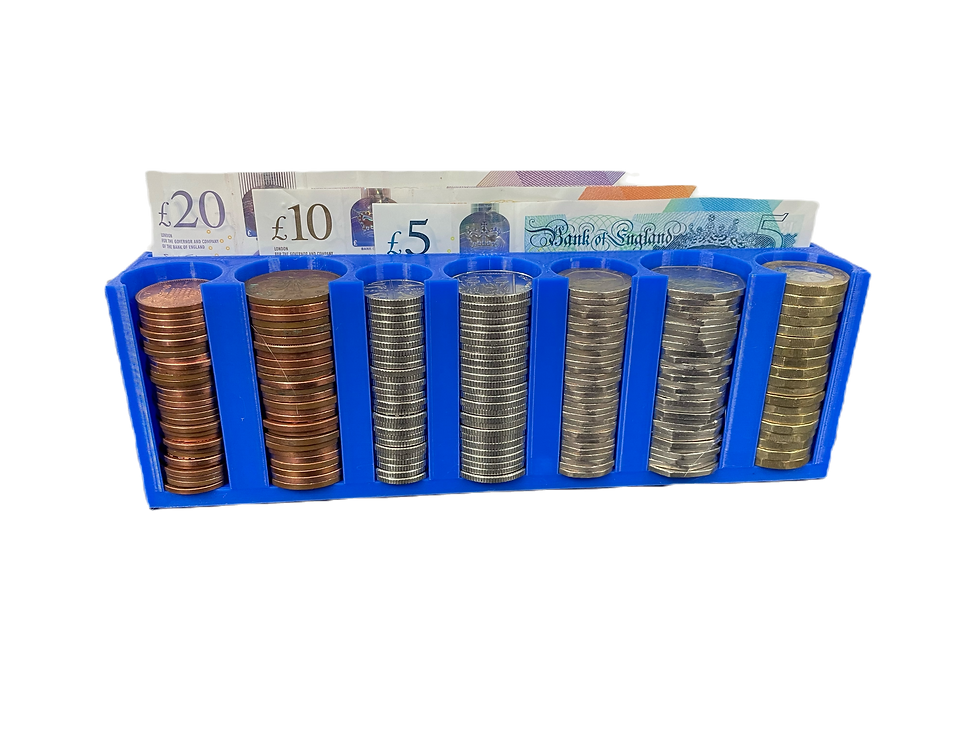 Thumbnail: Coin Cash Note Money Organiser Mini Storage Box Holder Sorter Savings 1p to£1