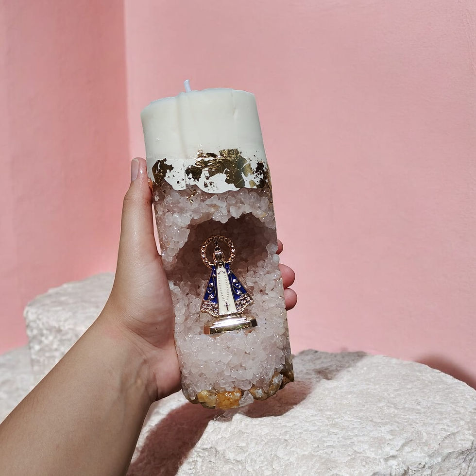 Miniatura: Vela Oratória  Quartzo Rosa - Nossa Senhora