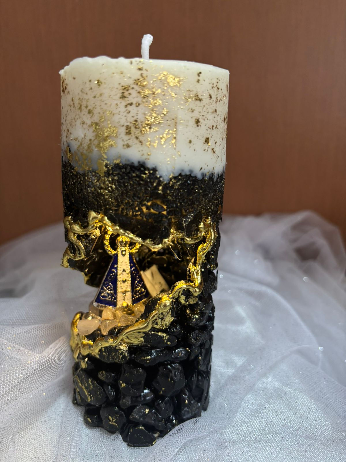 Coleção Luz - Vela Oratória - Nossa Senhora Aparecida - Quartzo Negro