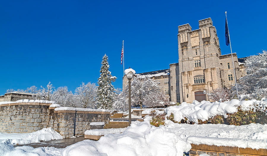 Snow on Burruss Hall