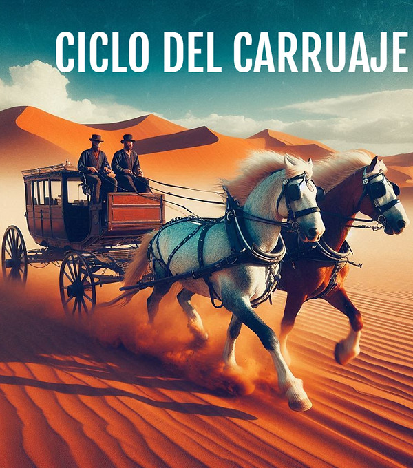 Carruaje a toda velocidad por el desierto