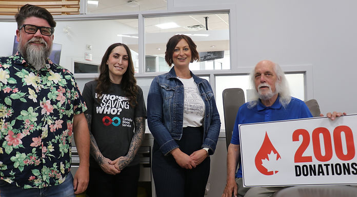 Three Hills resident hits blood donation milestone
