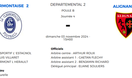 MATCH D2 : LA CLERMONTAISE – ALIGNAN