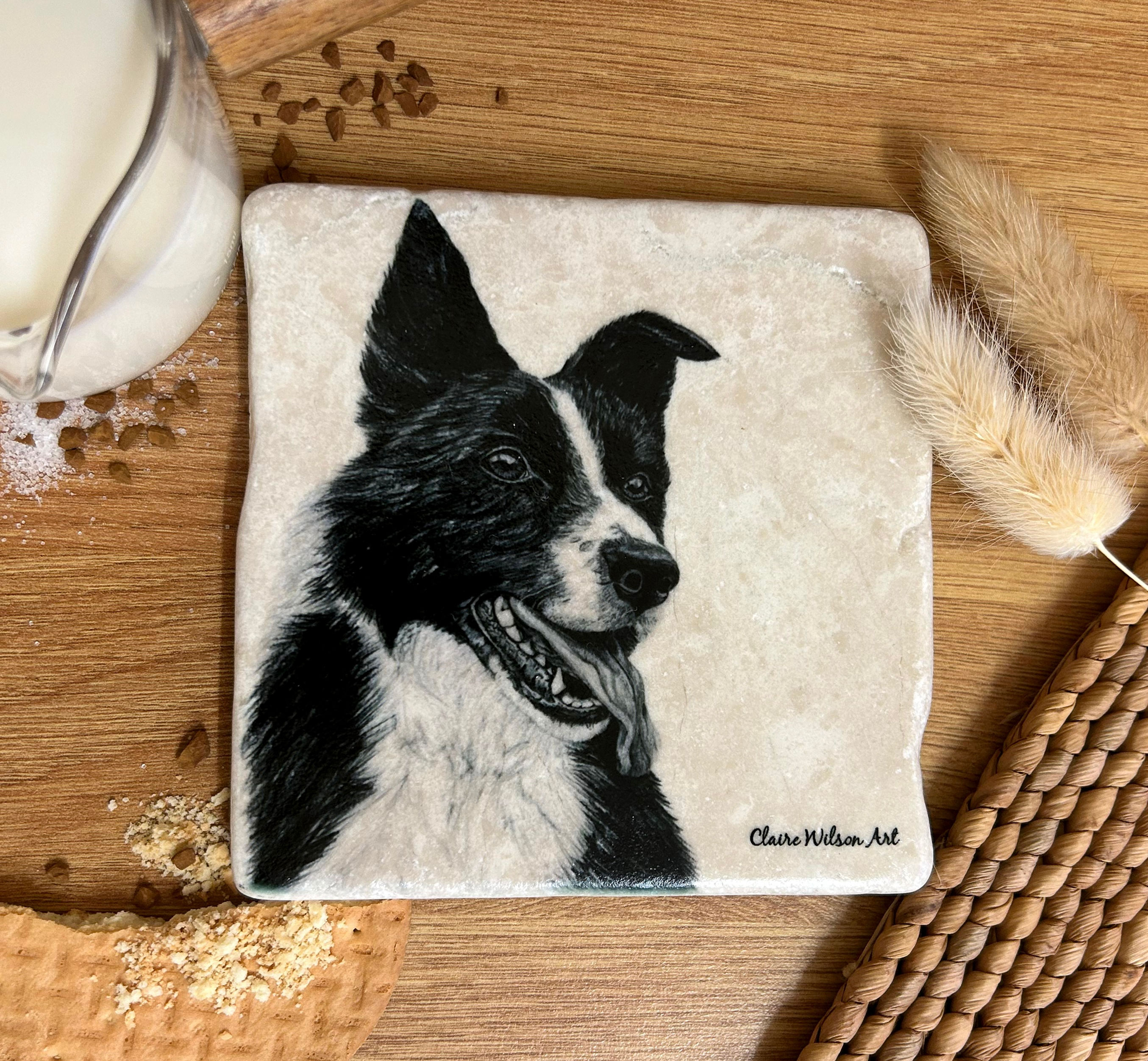 ‘Border Collie’ Marble Coaster 