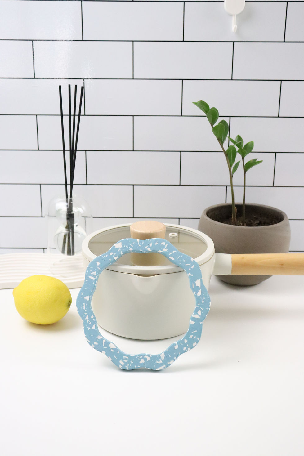 Thumbnail: mochi donut terrazzo trivet | pot holder - turkish blue