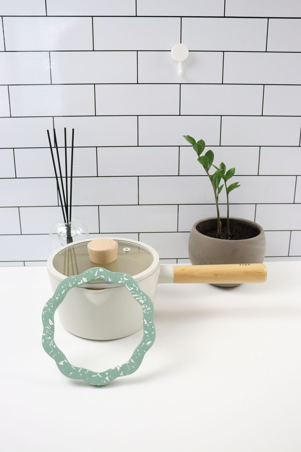Thumbnail: mochi donut terrazzo trivet | pot holder - green