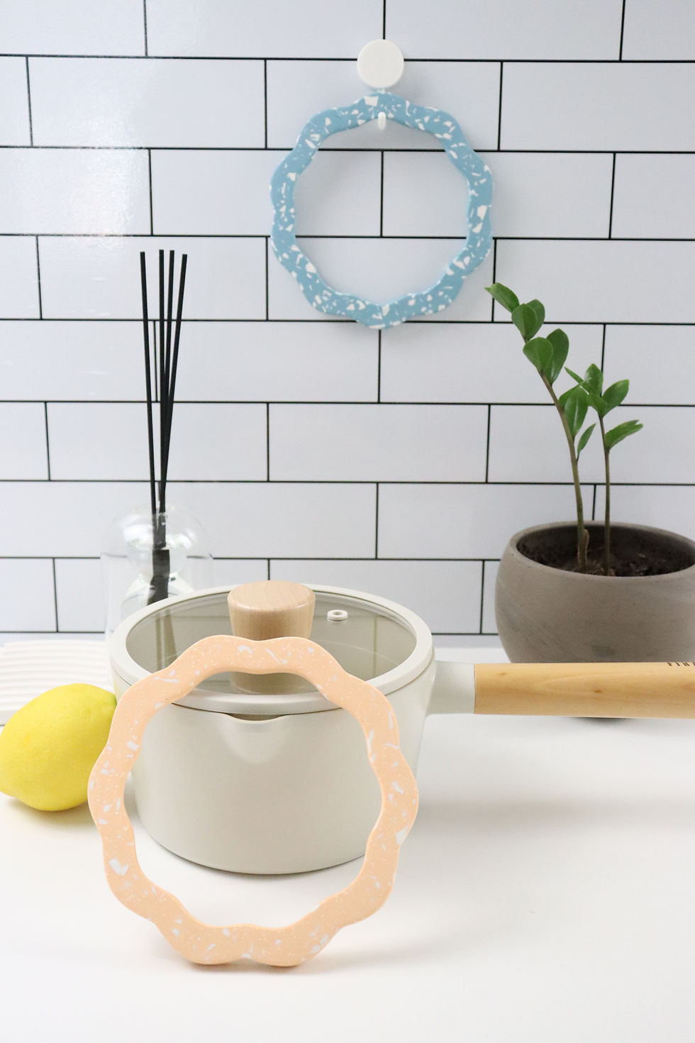 Thumbnail: mochi donut terrazzo trivet | pot holder - orange
