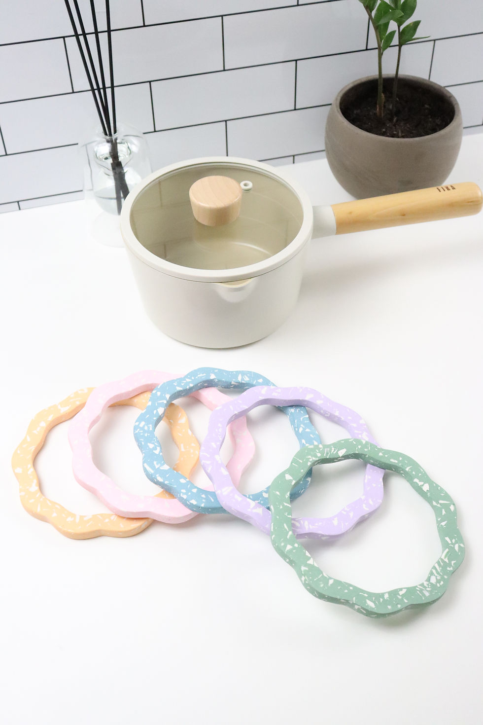 Thumbnail: mochi donut terrazzo trivet | pot holder - lilac