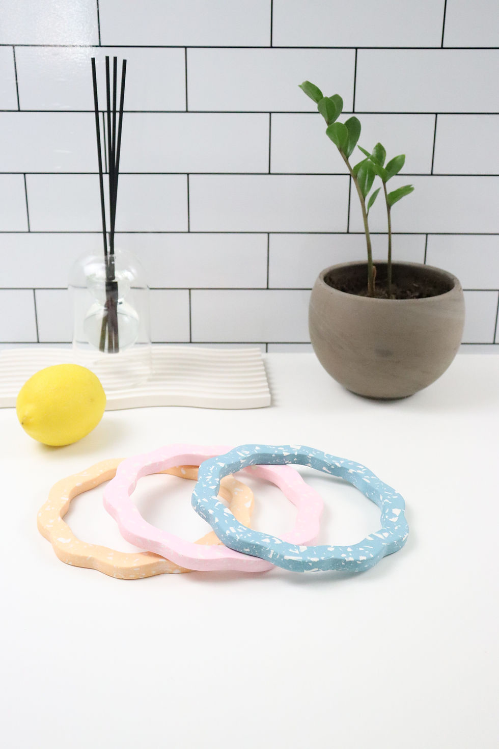 Thumbnail: mochi donut terrazzo trivet | pot holder - pink