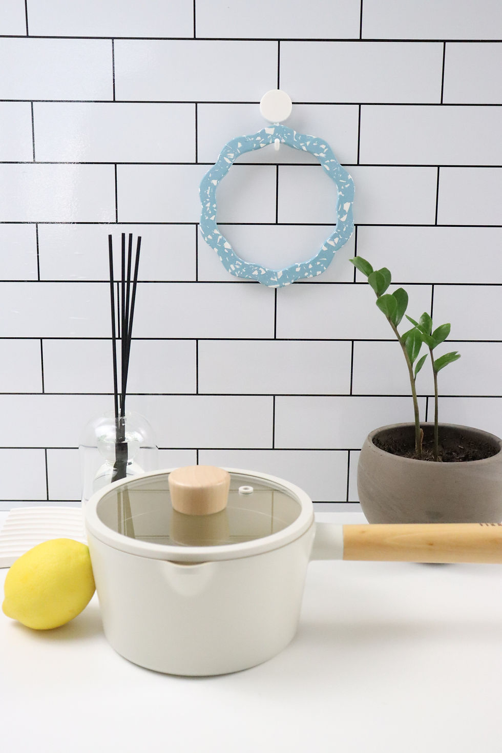 Thumbnail: mochi donut terrazzo trivet | pot holder - turkish blue