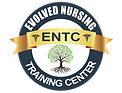 Evolved Nursing Training Center logo with a tree and medical symbols in a circular design.