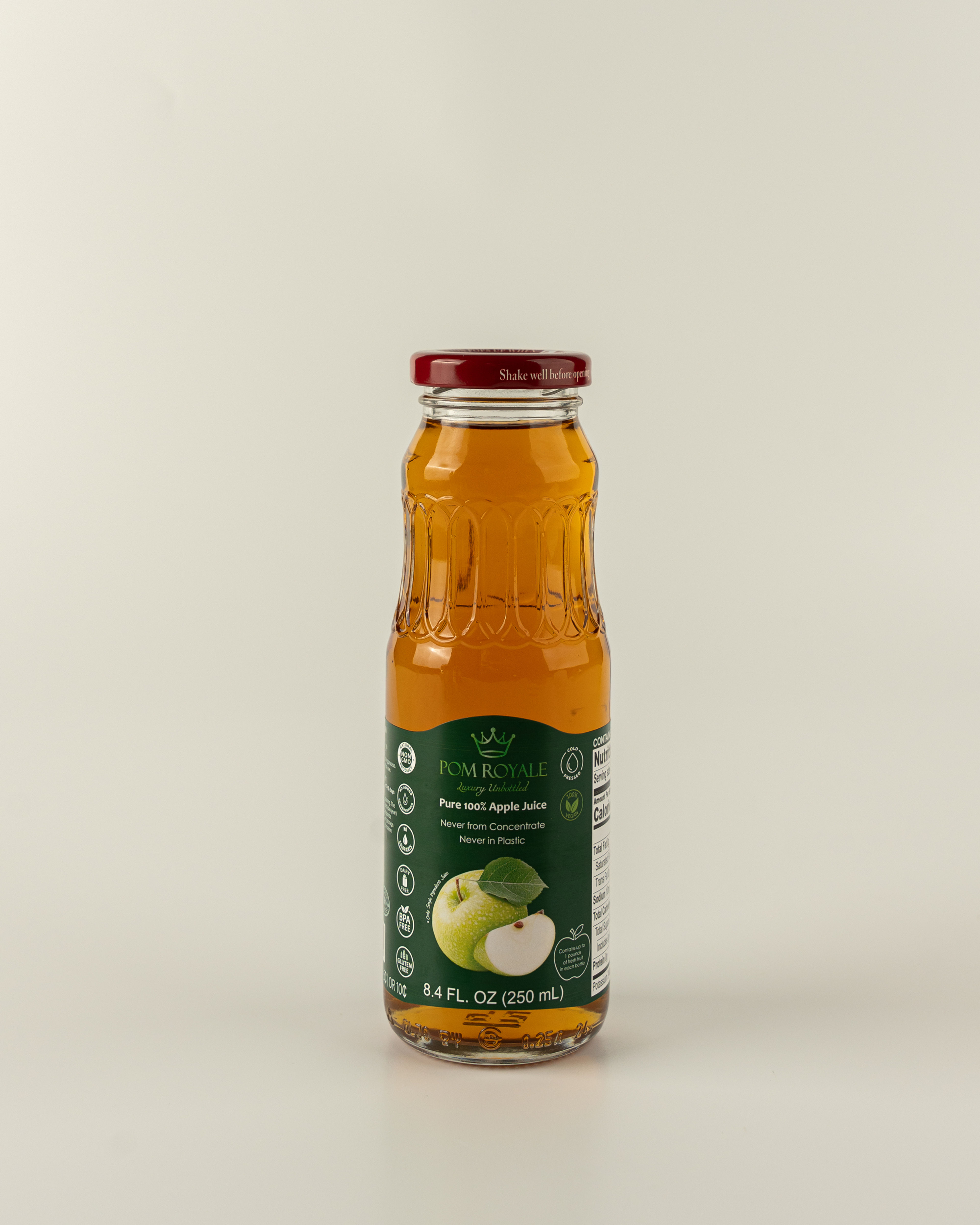 Pure Apple Juice, 8.4oz Glass Bottle (Pack of 12)