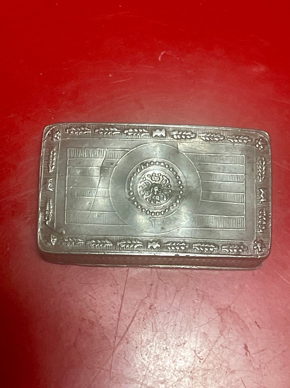 Miniature : Tabatière, pyrogène en étain Napoléon III 19 ème siècle.