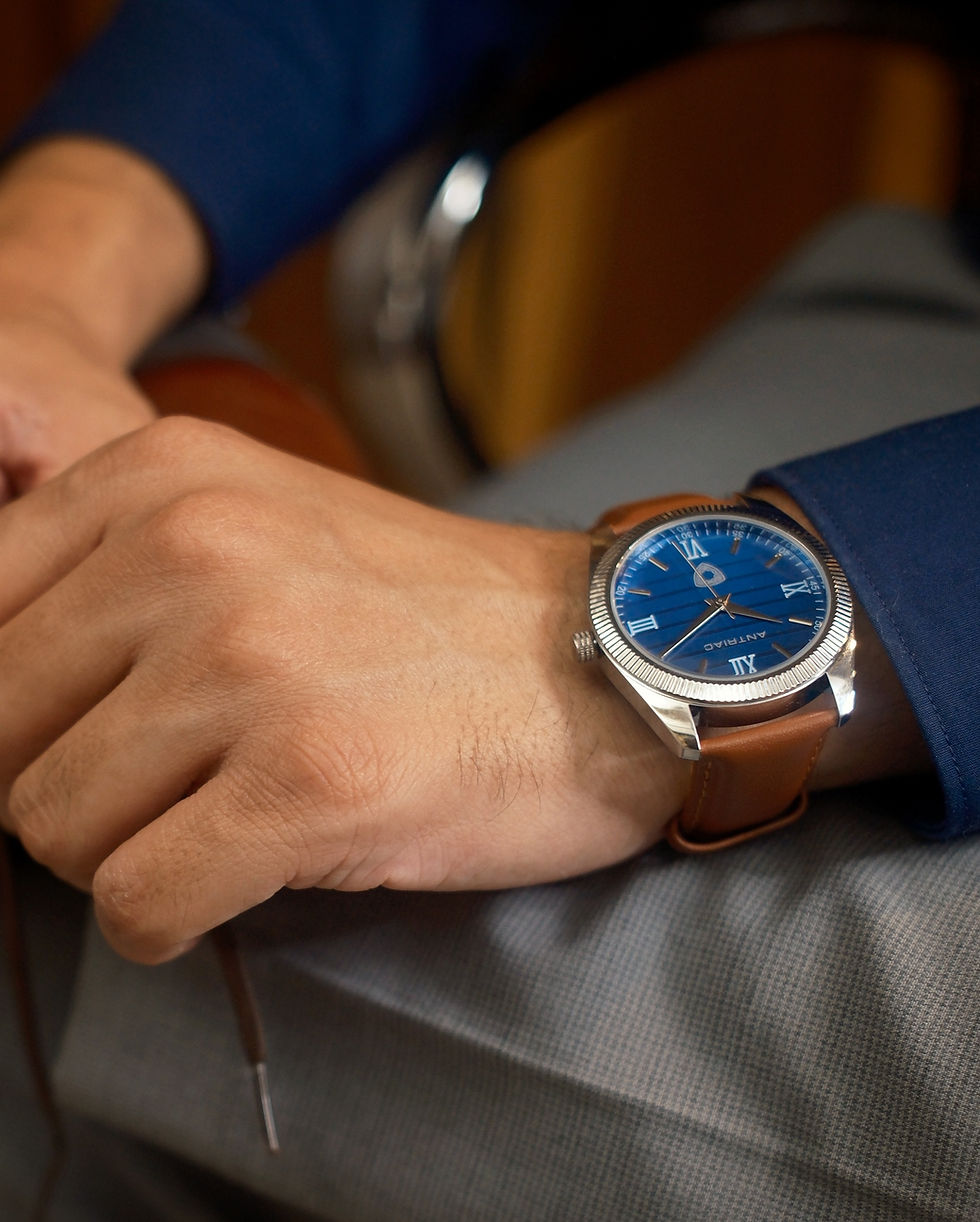 Thumbnail: Emperor 2.0 Blue Badge Business Edition - Brown Leather Strap