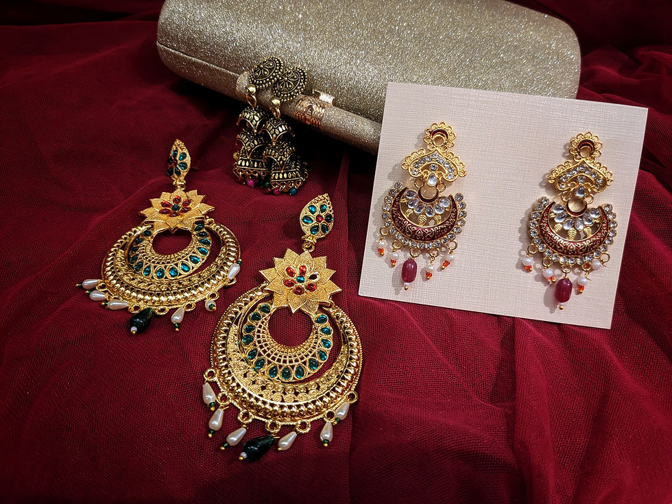 Thumbnail: Set of 3 + 1 Earrings ( 1 FREE Daily Use Earrings ) Combo #T4
