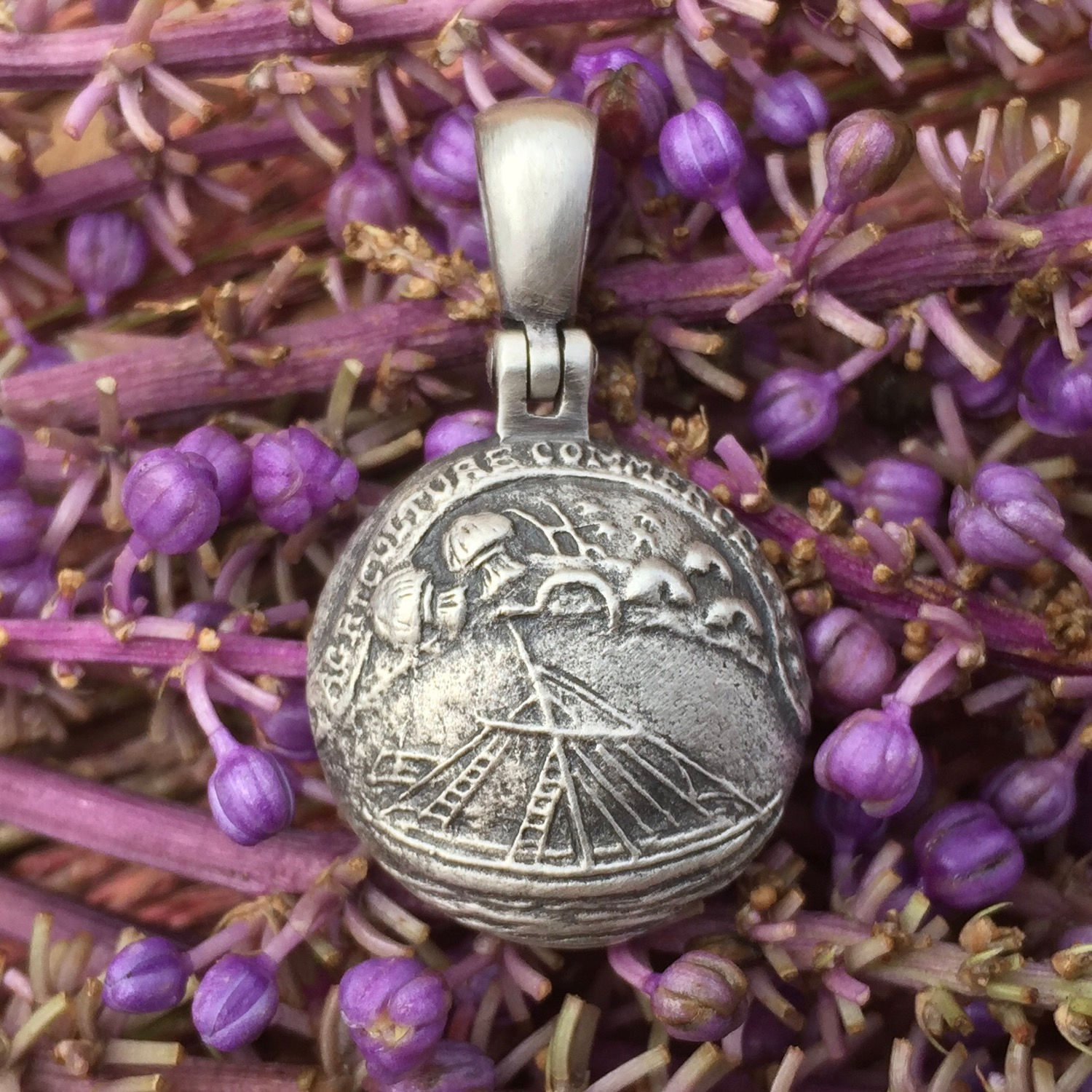 Sterling Silver Confederate TENNESSEE State Seal Button  Civil War Relic Pendant