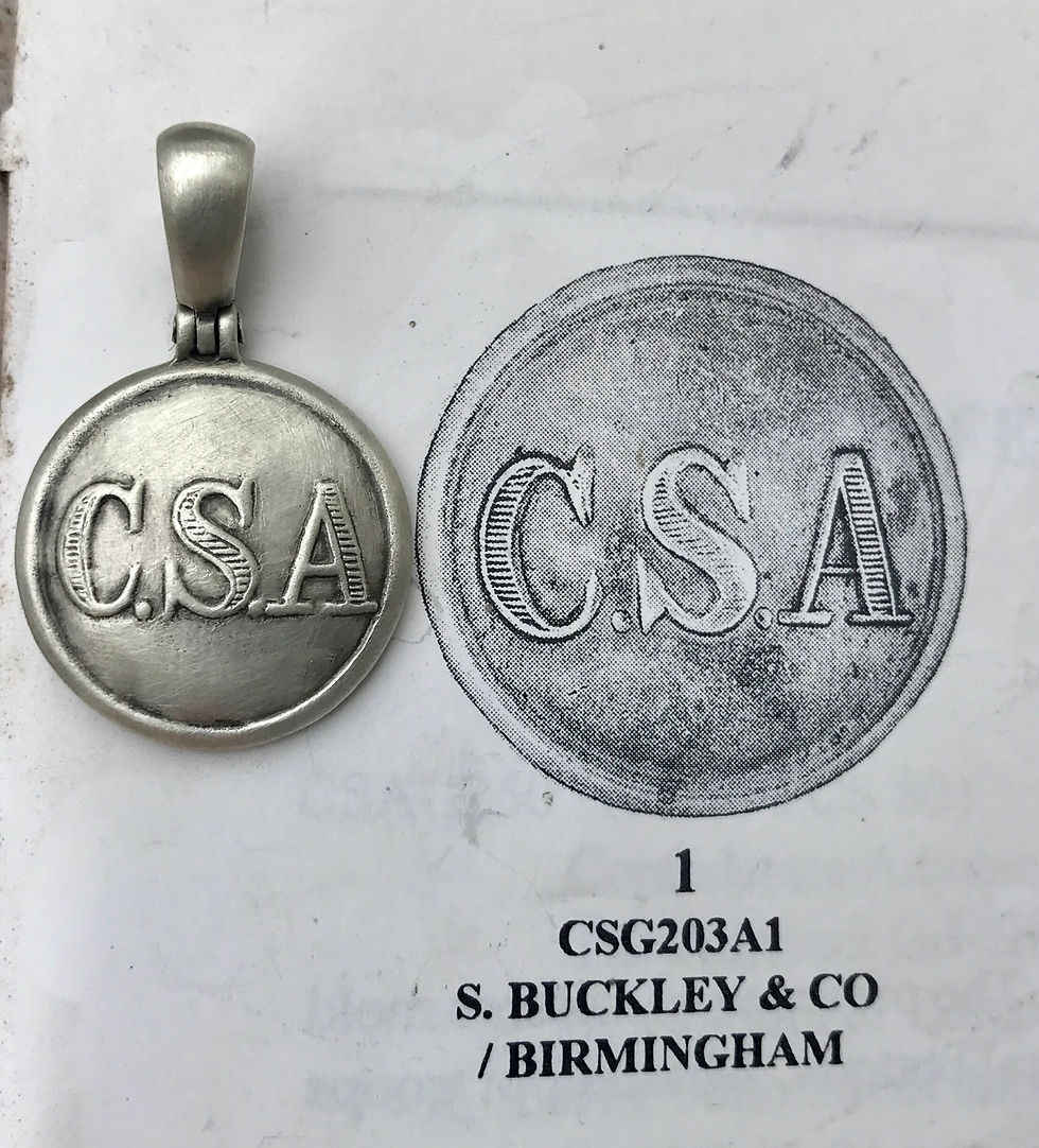 Thumbnail: .925 Confederate Army General Service "CSA" Button (CS81)Civil War Relic Pendant