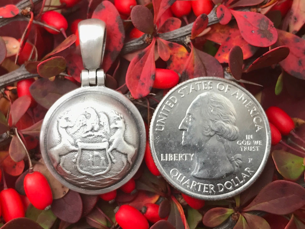 Thumbnail: Sterling Silver Union MICHIGAN State Coat Of Arms Button Civil War Relic Pendant