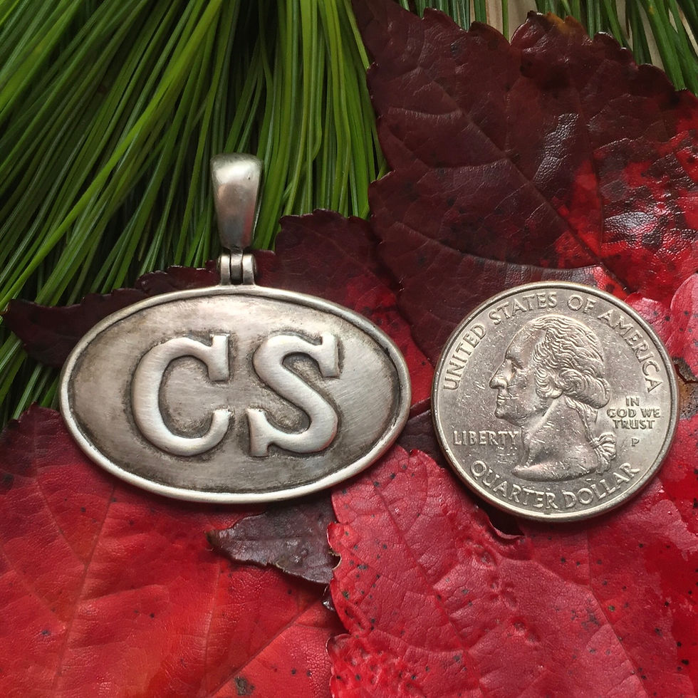 Thumbnail: Sterling Silver Oval Confederate "CS" Belt Plate Buckle /Civil War Relic Pendant