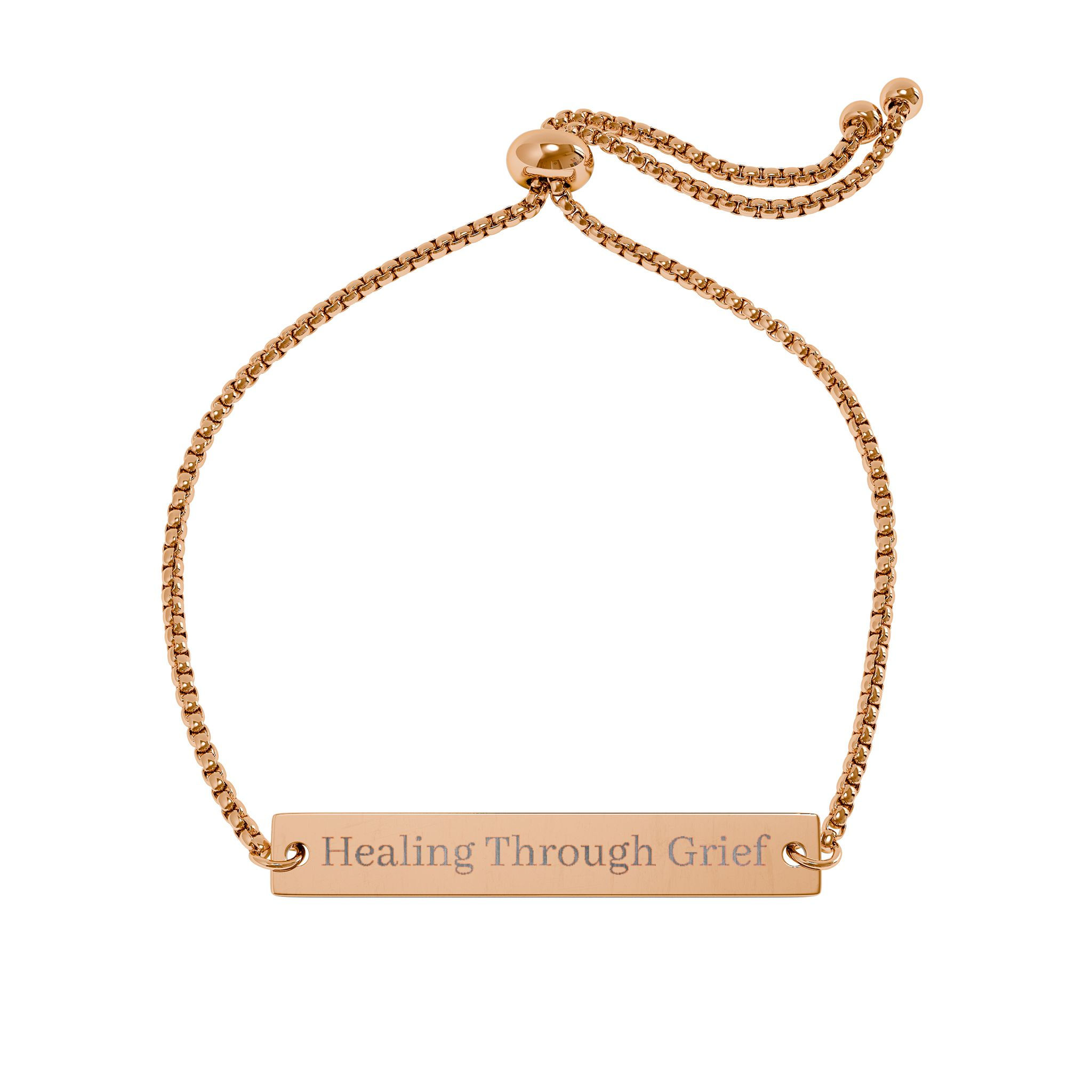 Adjustable Engravable Bar Bracelet – Personalized Name & Message Rose Gold