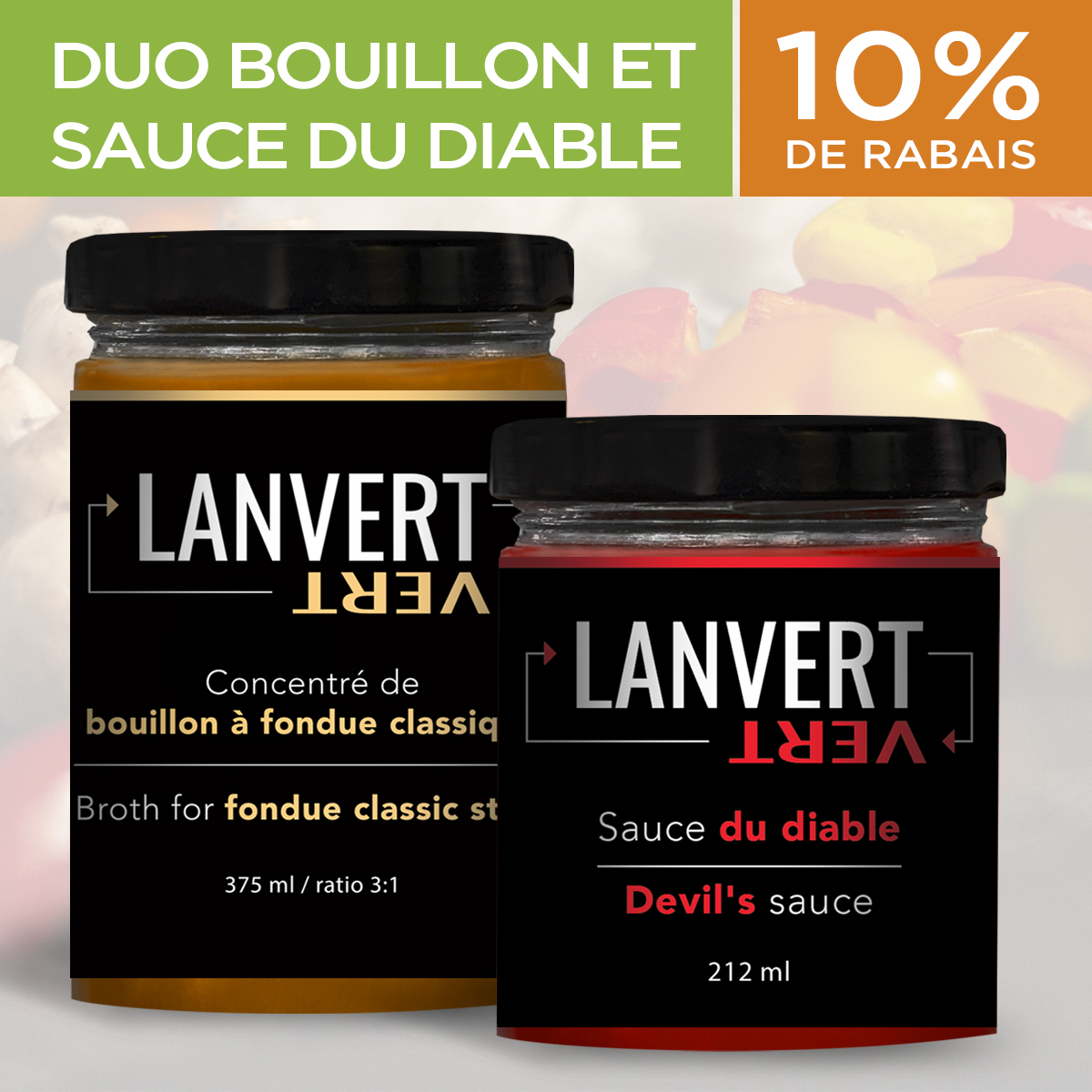 Duo Bouillon à fondue et Sauce du diable