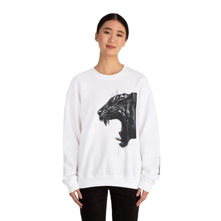 Roaring Panther Unisex Crewneck Sweatshirt - Fierce Animal Graphic, Heavy Blend™ 4