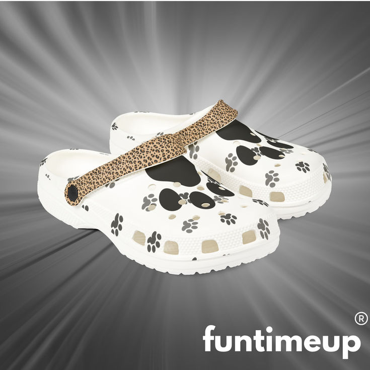 FUNTIMEUP, Fun Cat Paw Print Crocs Foam Slippers with Animal Print Strap 1