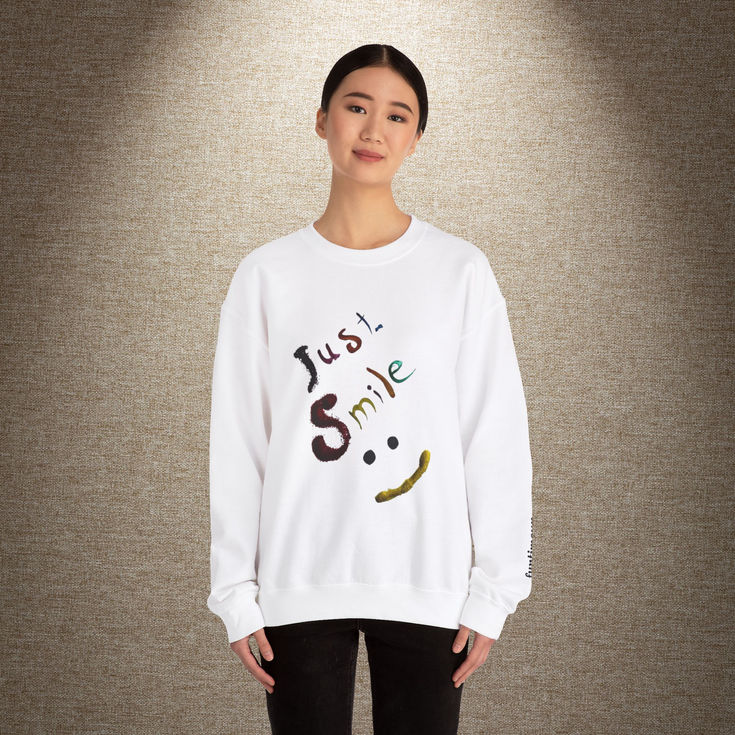Just Smile Unisex Heavy Blend™ Crewneck Sweatshirt - Cozy & Uplifting Fashion 0