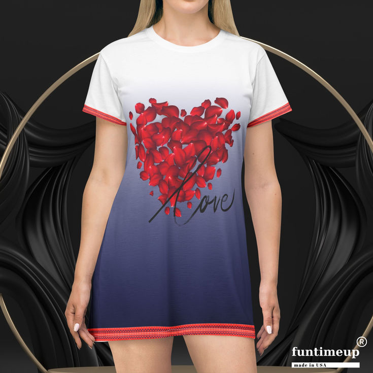 Romantic Floral T-Shirt Dress for Effortless Style, Valentine's Day Wear
