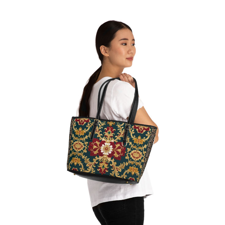 Vintage Floral PU Leather Shoulder Bag, Elegant Tote for Women, Luxury Handbag 12