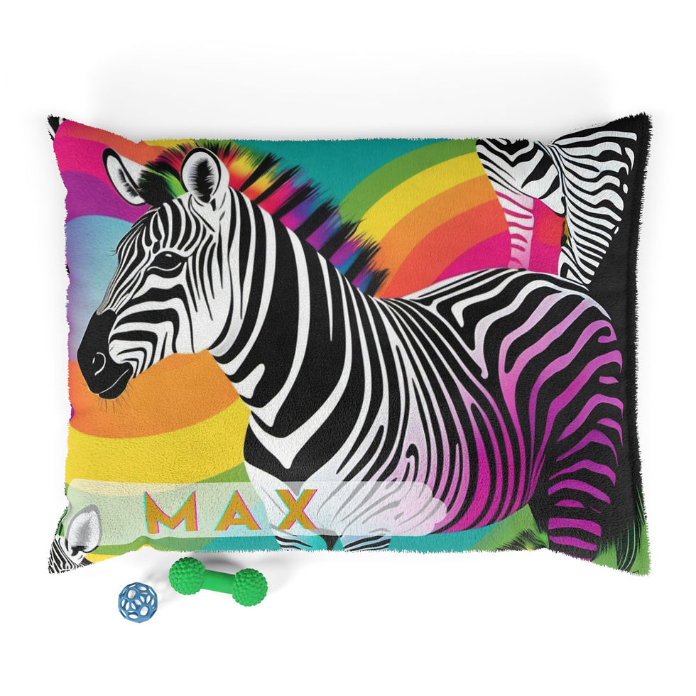 Colorful Zebra Pet Bed - Soft & Stylish Dog Bed - Cozy Cat Bed - Washable Pet Cushion - Animal Print Pet Mattress - Rainbow