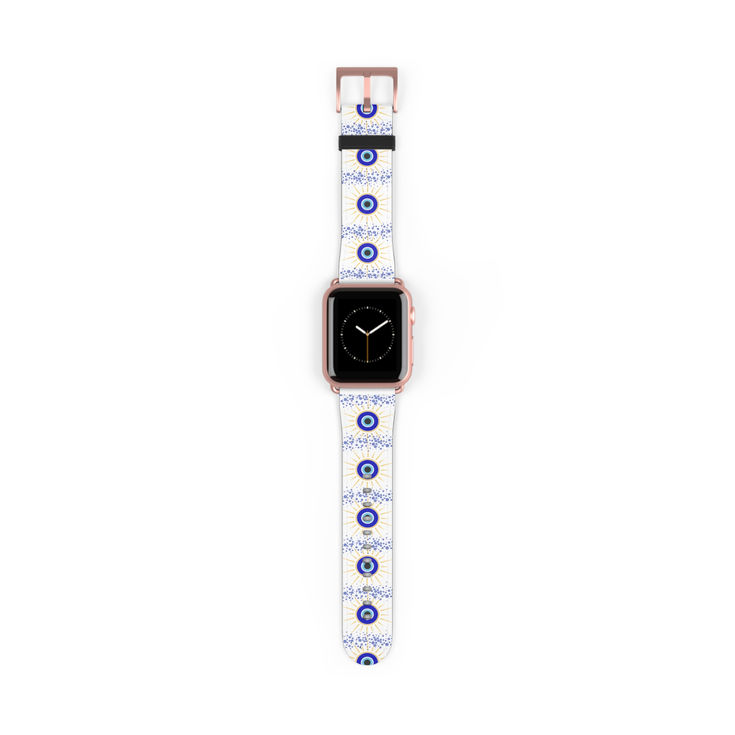 Stylish Patterned Watch Band - Blue Eye Design, Evil Eye Bead Design for Apple  a13