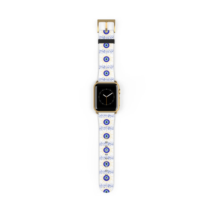 Stylish Patterned Watch Band - Blue Eye Design, Evil Eye Bead Design for Apple  a9