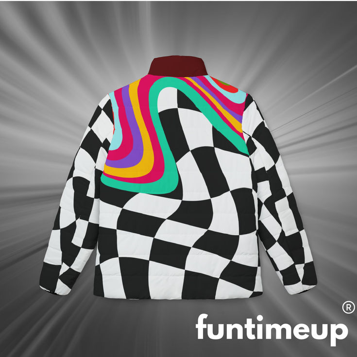 Colorful Womens Puffer Jacket, Retro Stylish Winter Coat, Trendy Outerwear2