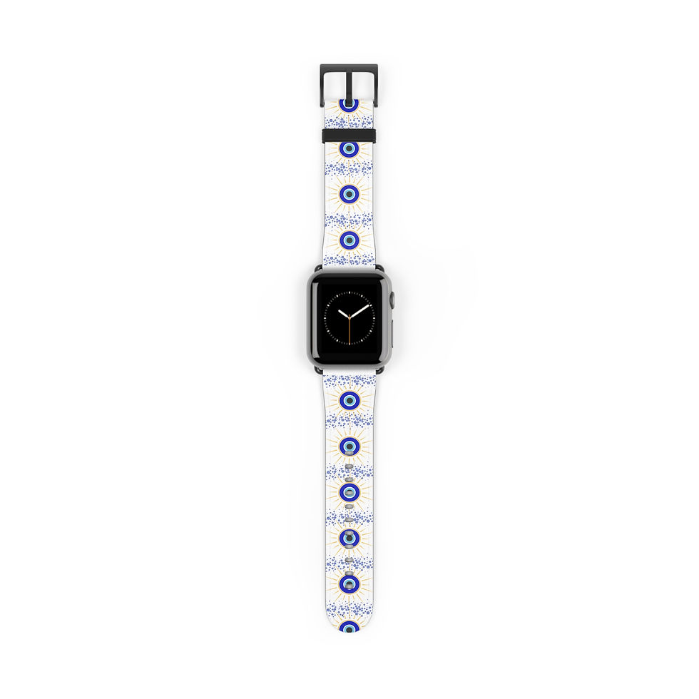 Stylish Patterned Watch Band - Blue Eye Design, Evil Eye Bead Design for Apple a1