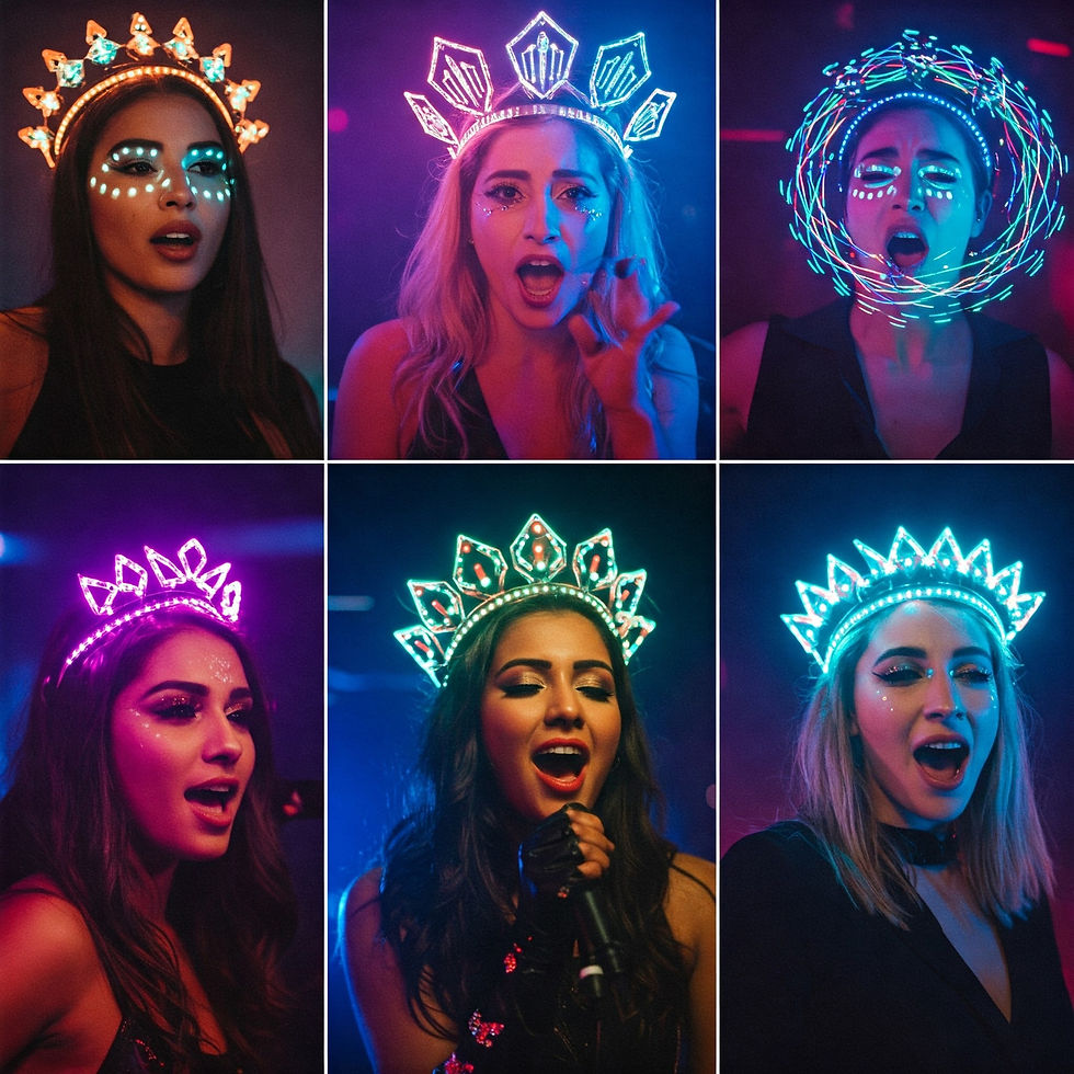 LED Light Up Crown Headband | Glowing Laser Hairband Party Cosplay