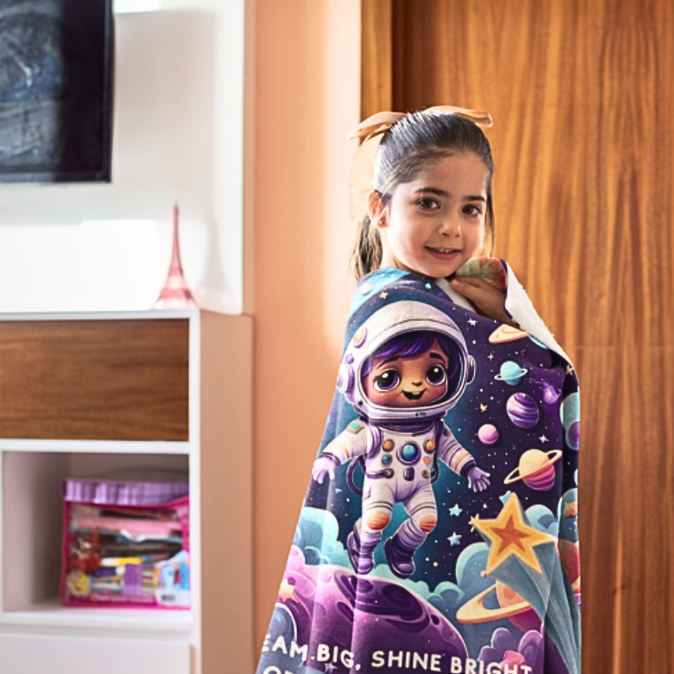 Cosmic Adventure Baby Blanket, Soft Fleece Blanket, Starry Night Baby Blanket, girl
