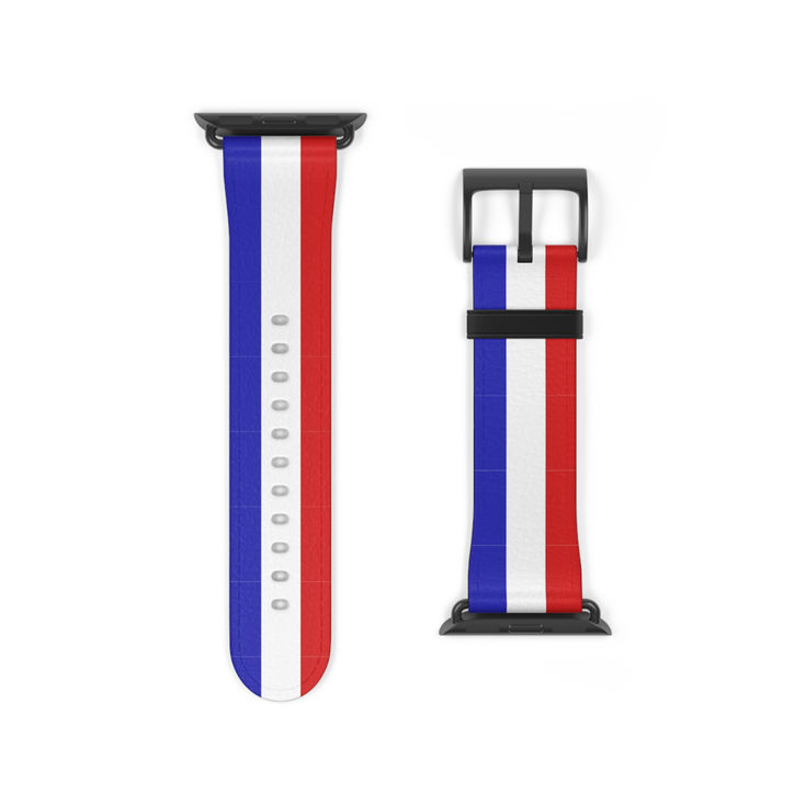 Patriotic Watch Band - Red, White, and Blue Strap for Apple Watch, France Flag a1
