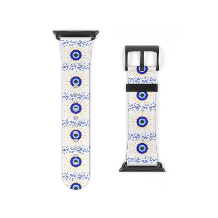 Stylish Patterned Watch Band - Blue Eye Design, Evil Eye Bead Design for Apple  a2