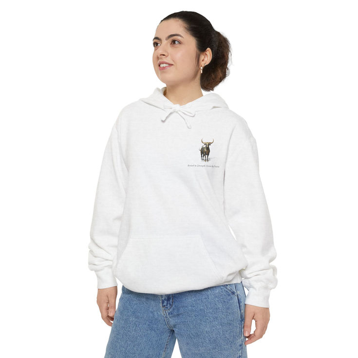Steady as a Bull - Unisex Garment-Dyed Hoodie | Taurus Zodiac & Animal Lovers girl