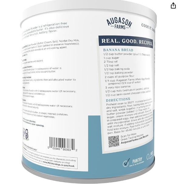 Augason Farms Butter Powder 2 lbs 4 oz No. 10 Can2